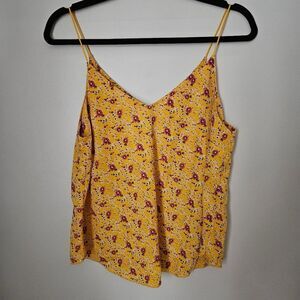 Forever 21 Tank Top Floral Print Casual Trendy Summer Yellow Vacation